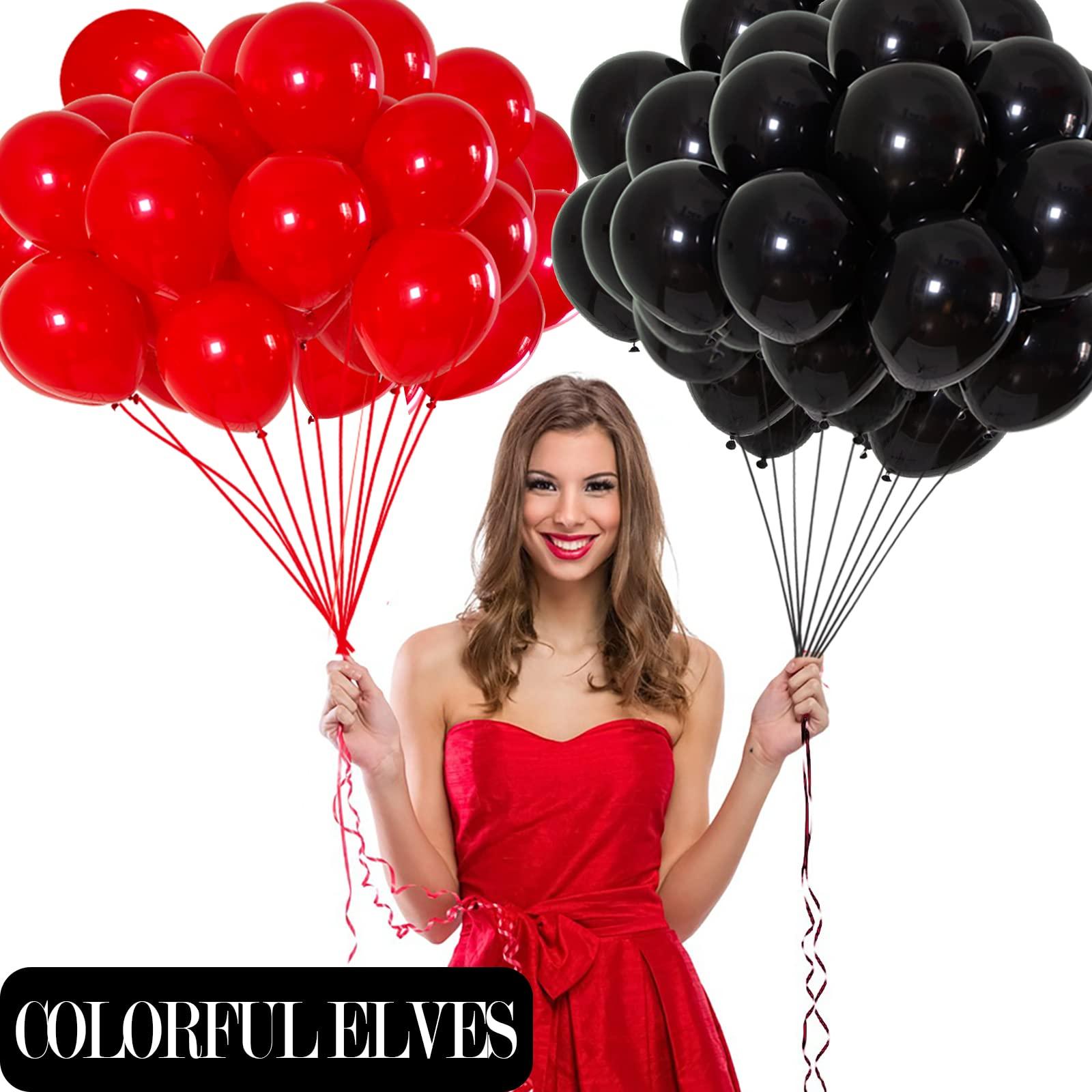 COLORFUL ELVES COLORFUL ELVES 12 Inch 100 Pcs Metallic Chrome Black Balloons Latex Helium Shiny Thicken Balloons Party Decoration