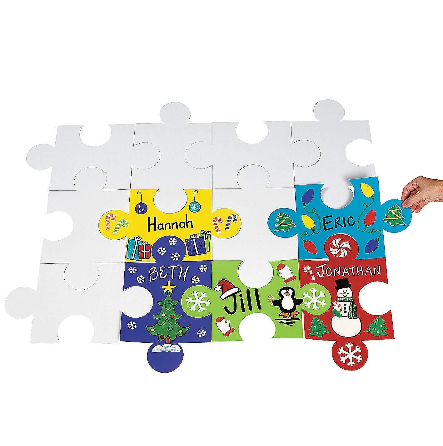 Fun Express DIY Gigantic Bulletin Board Puzzle - 24 Pieces, Each Piece 14 Inches - Teacher Classroom Decor and Crafts for Kids