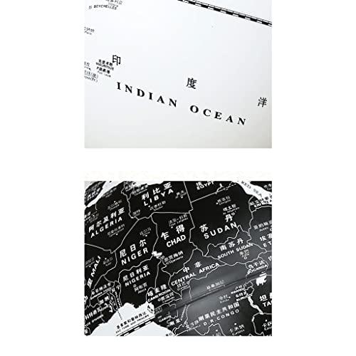 ZAJ ZAJ 10\'\' Black & White World Globe W/Metal Arc & Wooden Base 25cm Illuminated Globe of The World Build in LED Night Light for Office