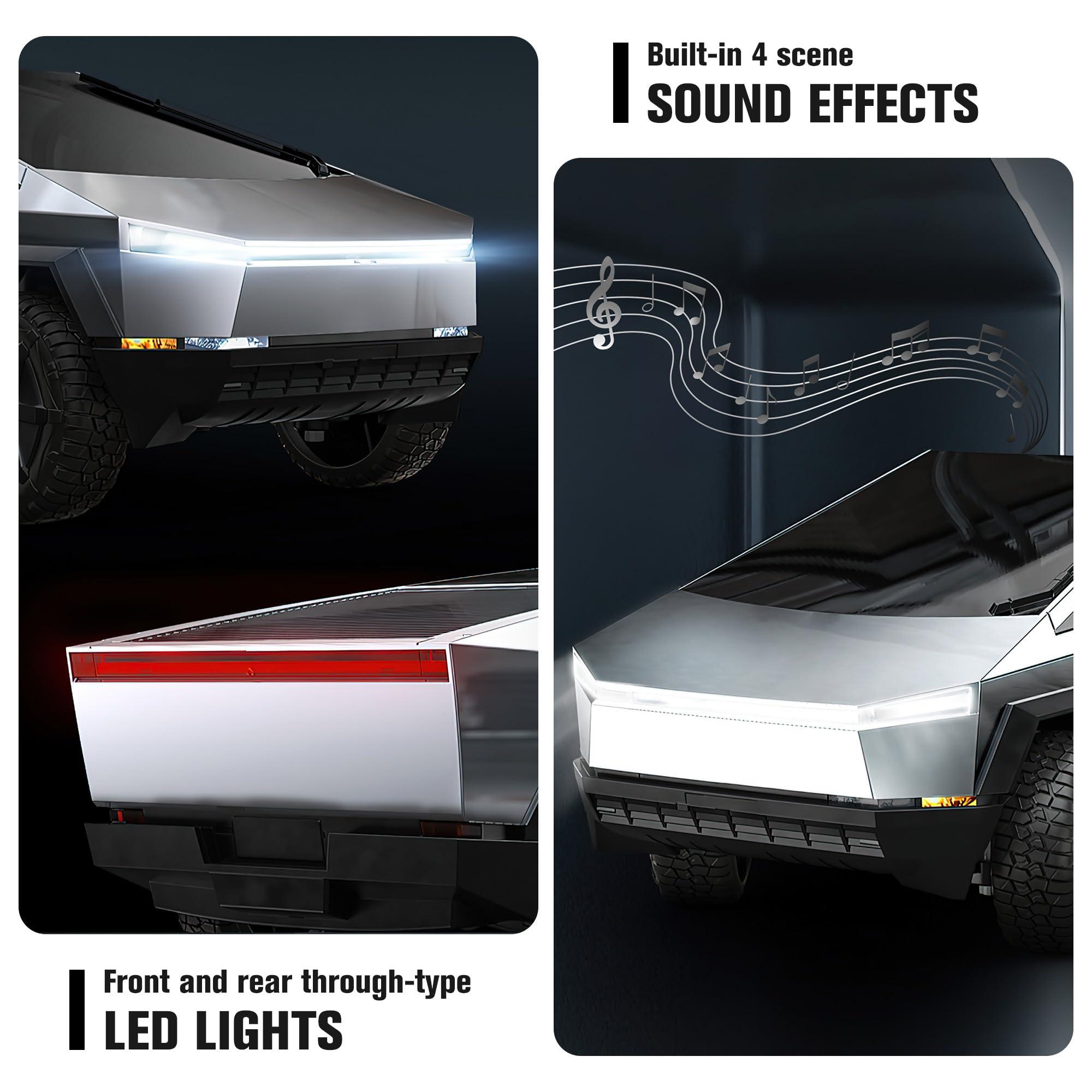 DOUBLE E DOUBLE E 1:16 RC Car New Energy Remote Control Cybertruck Toy 4WD Cybertruck Remote Control Toy Vehicle with Lights & Sound Christmas Birthday Gift for 6 7 8+ Year Old Boys Girls