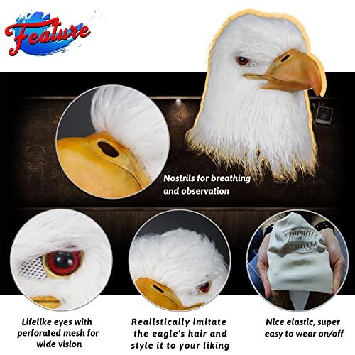 MOKRY PARTY MOKRY PARTY White Eagle Head Mask Animal Bird Mask Eagle Claw Hairy Latex Mask Halloween Carnival Costume Mask