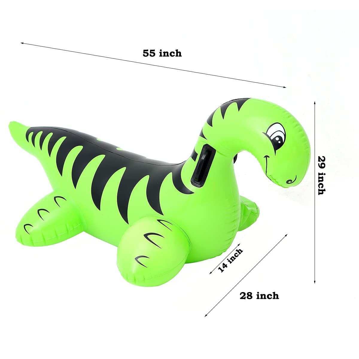 ROUSKY Inflatable Dinosaur Float Pool Toys Ride-On Inflatable Swimming Pool Beach Float Summer Water Fun Floating Raft for Kids and Adults (Green)