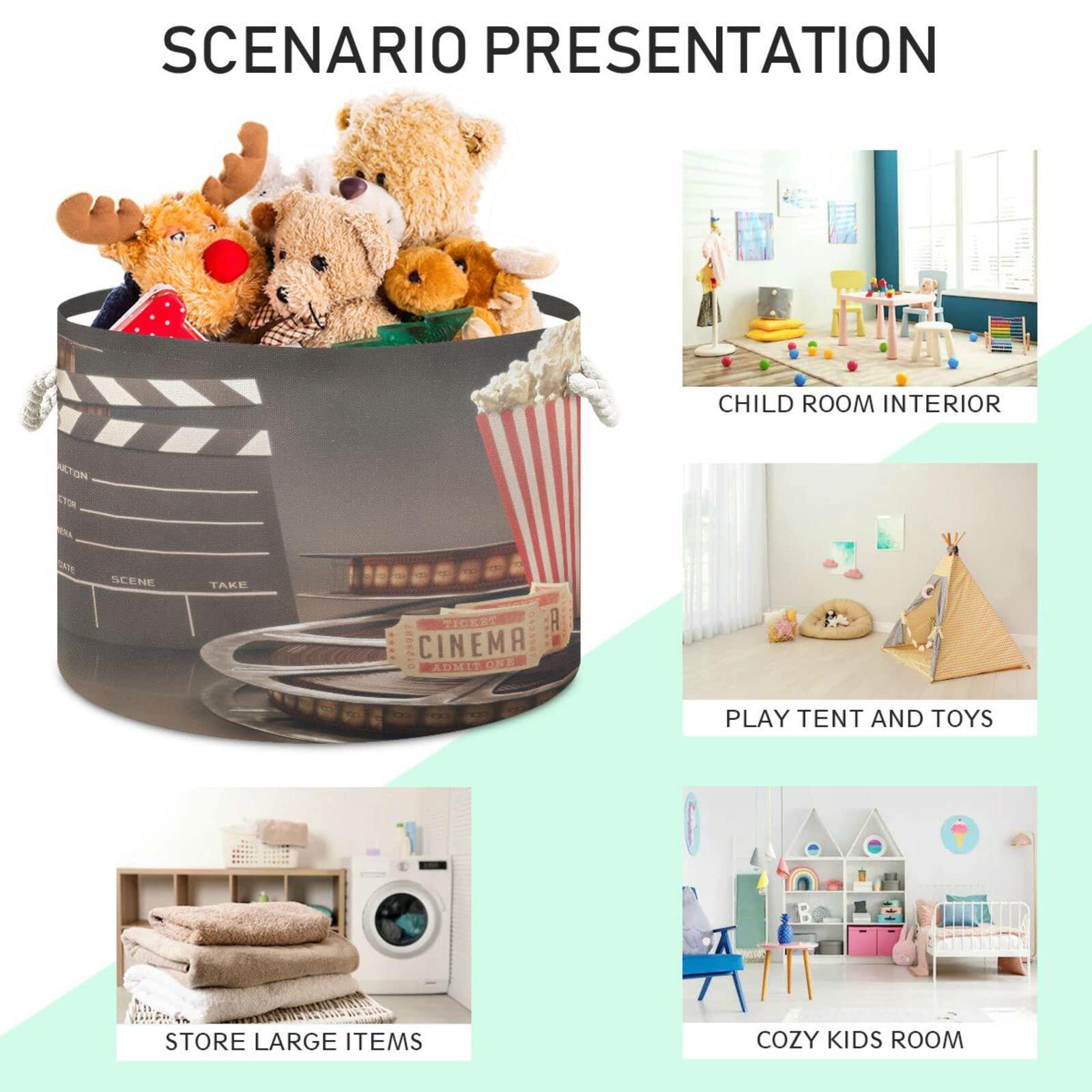 xigua xigua Cotton Rope Basket Movie Theater Popcorn Baby Laundry Basket Blanket Kids Toy Storage Basket#115