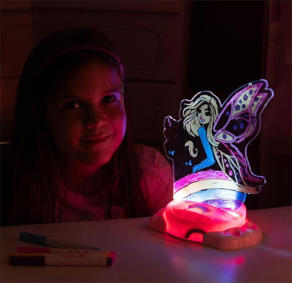 Barbie Barbie Fairy Glow Paint N\' Light | Glow Paint and Light Kit | 4 Markers & LED Lamp Base | Night Light | Creative Play| Arts & Crafts| Ages 3 Plus