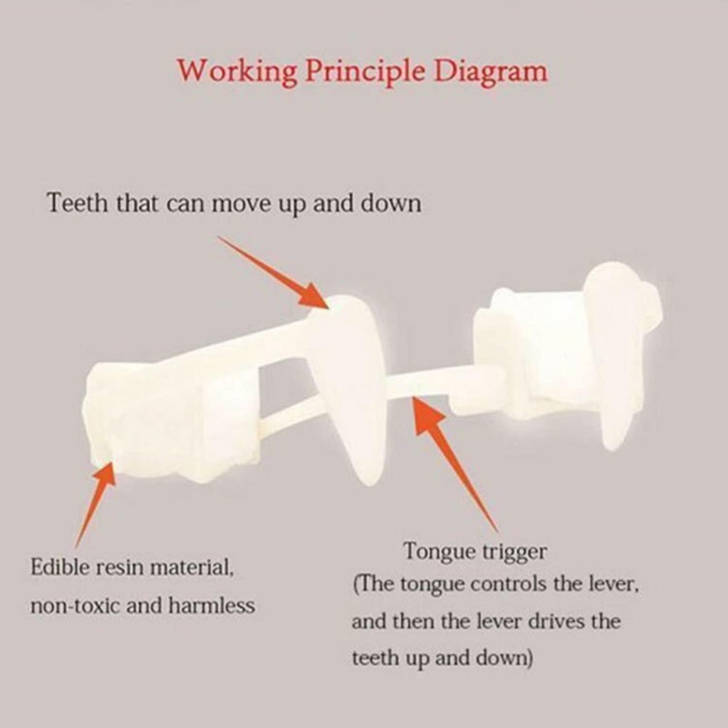 Dzrige Dzrige Halloween Retractable Vampire Fangs Scary Creepy Plastic Vampire Fake Teeth for Cosplay Party Props Halloween Carnival Party Fangs Favors