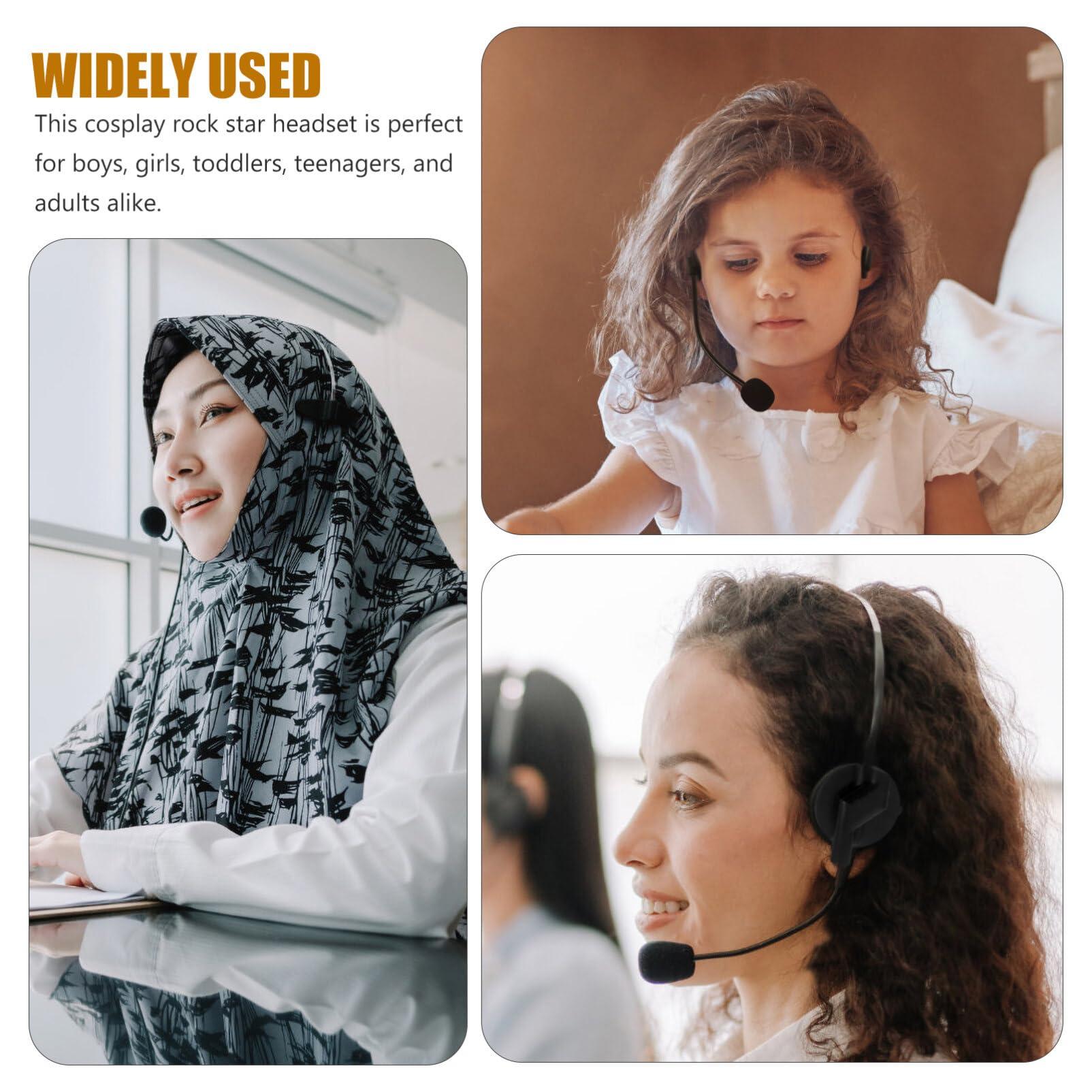 Toyvian Toyvian Costume Headset Accessories 2Pcs Kids Fake Rock Star Singer Microphone Headphones Funny Halloween Concert Party Dress up Prop