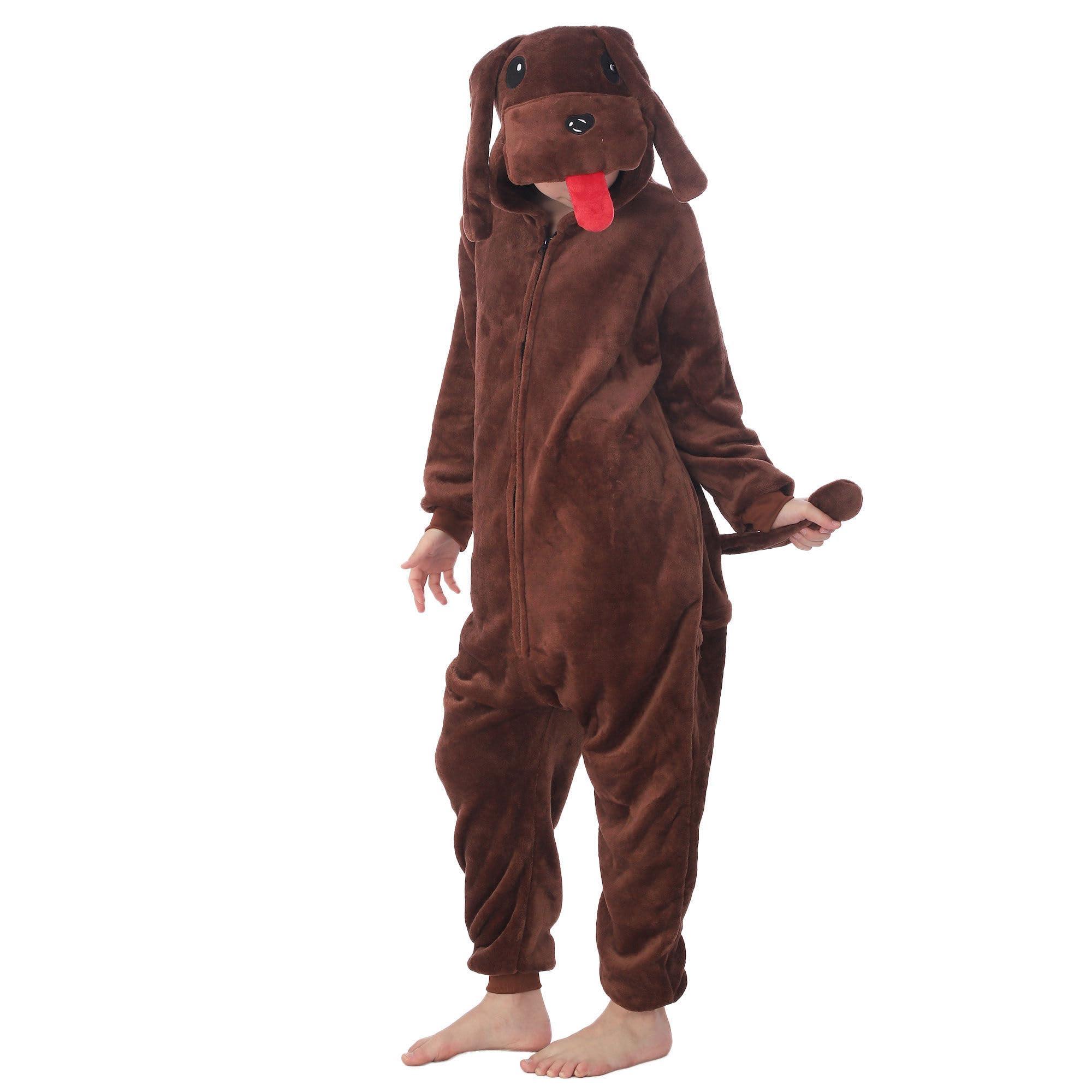 WAFUNNE WAFUNNE Animal Onesie Costume for Kids Child Boys Girls Womens Mens Cosplay Halloween Costumes Easter Onesies Tedy Dog 140