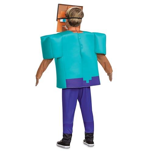 Disguise Disguise Herobrine Steve Costume, Official Minecraft Deluxe Kids Costume with Mask, Size (4-6)
