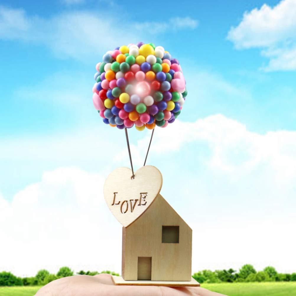 Amosfun Wood Balloons House DIY House DIY Wood House Balloons Model Miniature House Model Mini House
