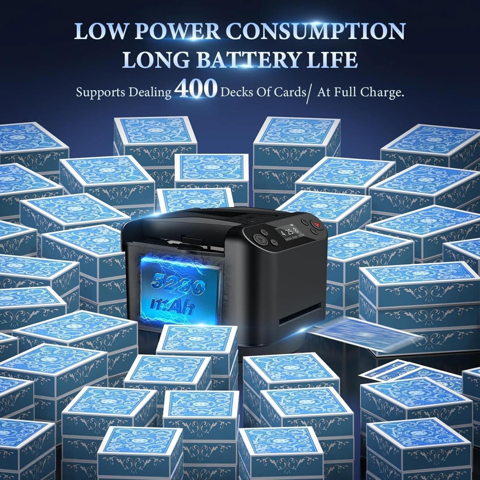 NIBHZ NIBHZ Automatic Card Shuffler Dealer Machine, 360 Rotating Card Dealer with 4 Wireless Dealer Buttons, Rechargeable Card Dealer Machine for UNO, Blackjack,Black