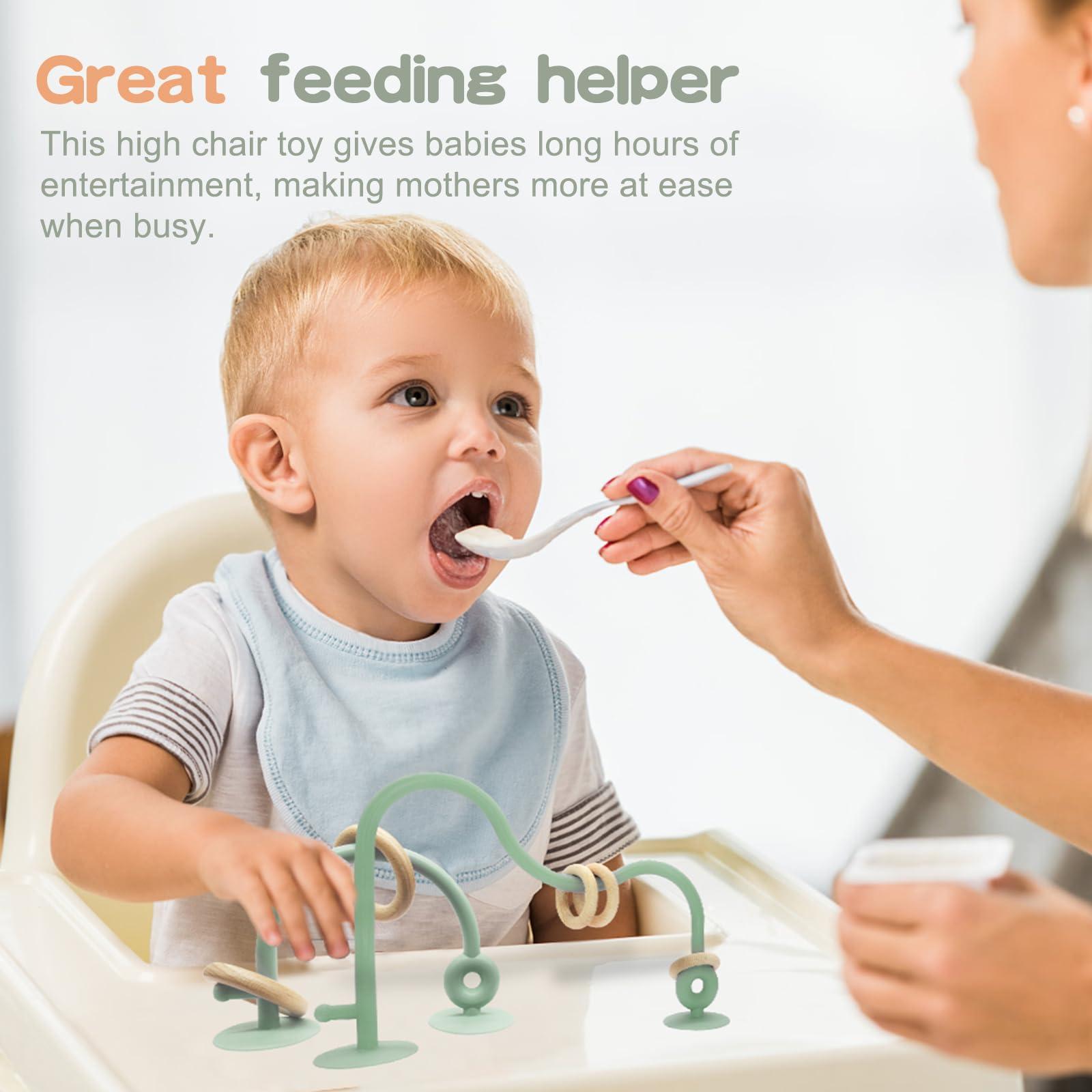 oiimllby High Chair Suction Cup Toys for Babies 6-12 Months, Baby Sensory Chew Toys, Suction Baby Toy for High Chair, Montessori Toys for Babies 0-6 months, Silicone Baby Teething Toys 6-12 12-18 Months(Green)