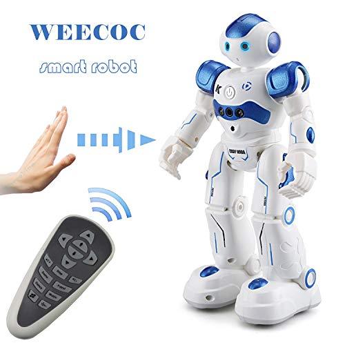 WEECOC WEECOC RC Robot Toys Gesture Sensing Smart Robot Toy for Kids Can Singing Dancing Speaking Christmas Birthday Gift (White)