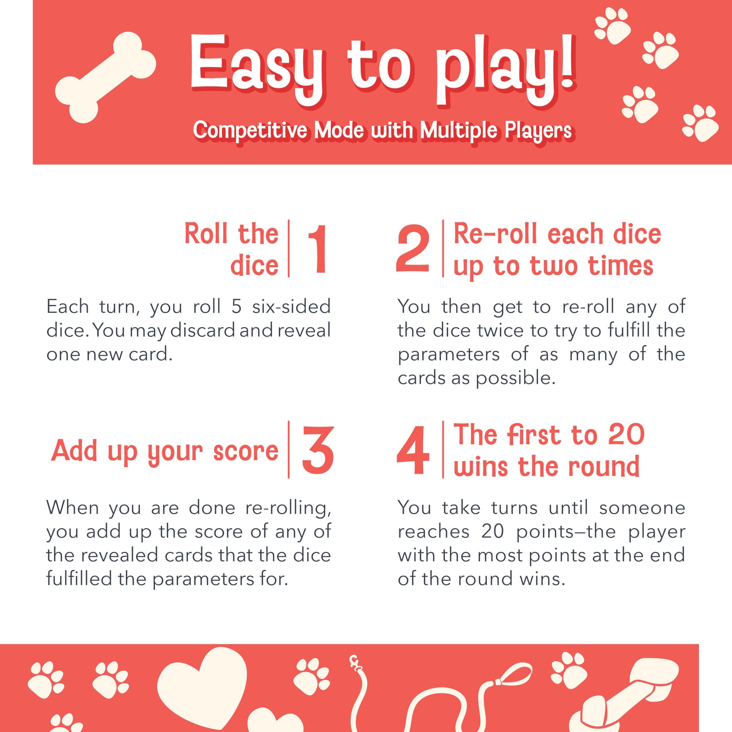 Evan\'s Games Lucky Dog Dice Game - Pawfect Game for Kids Ages 8-12, Adults, or Dog Lovers. The Dog\'s Best Friend Game with Cards and Dice. Roll for It and Press Your Luck. Diggity Dog Park Board Game for Learning