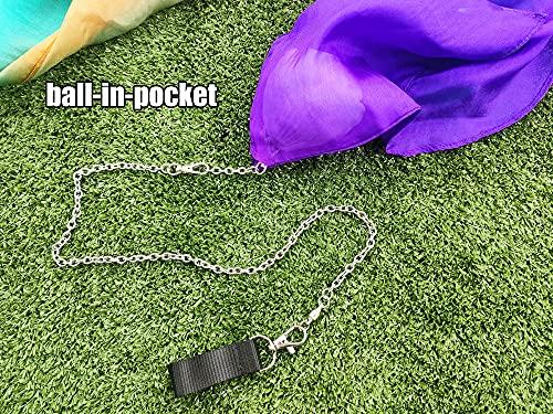 Winged Sirenny Winged Sirenny Single Piece 70" Play Silk Scarf with Poi Ball, Colorful Silk Flag Ribbon Streamer, Belly Dance Practice VOI (Rainbow longside)