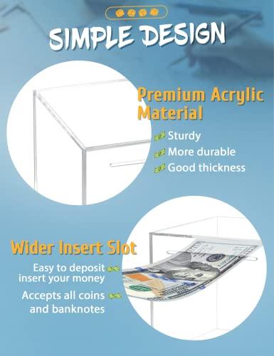 Kypeeka Kypeeka Clear Acrylic Piggy Bank for Adults Kids, Clear Money Saving Box Must Break to Open, Unopenable Piggy Bank for Cash Coins - 4.72\"
