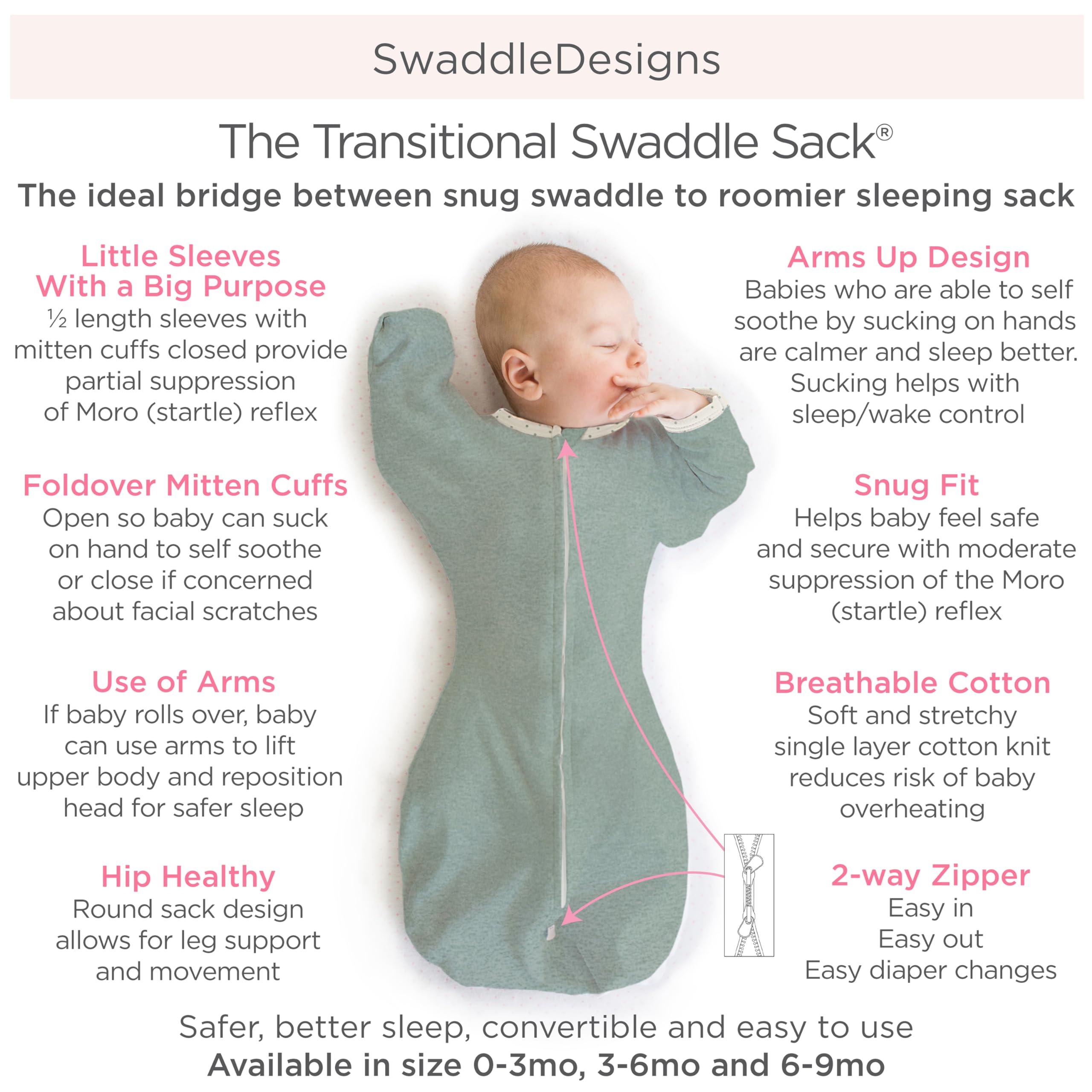 SwaddleDesigns SwaddleDesigns Baby Sleep Sack Set, Mountain + Trees and Denim, 0-3 Mo Transitional Swaddle Sack with Arms Up Half-Length Sleeves & Mitten Cuffs and 0-6 Mo Cotton Muslin Sleep Sack with 2-Way Zipper