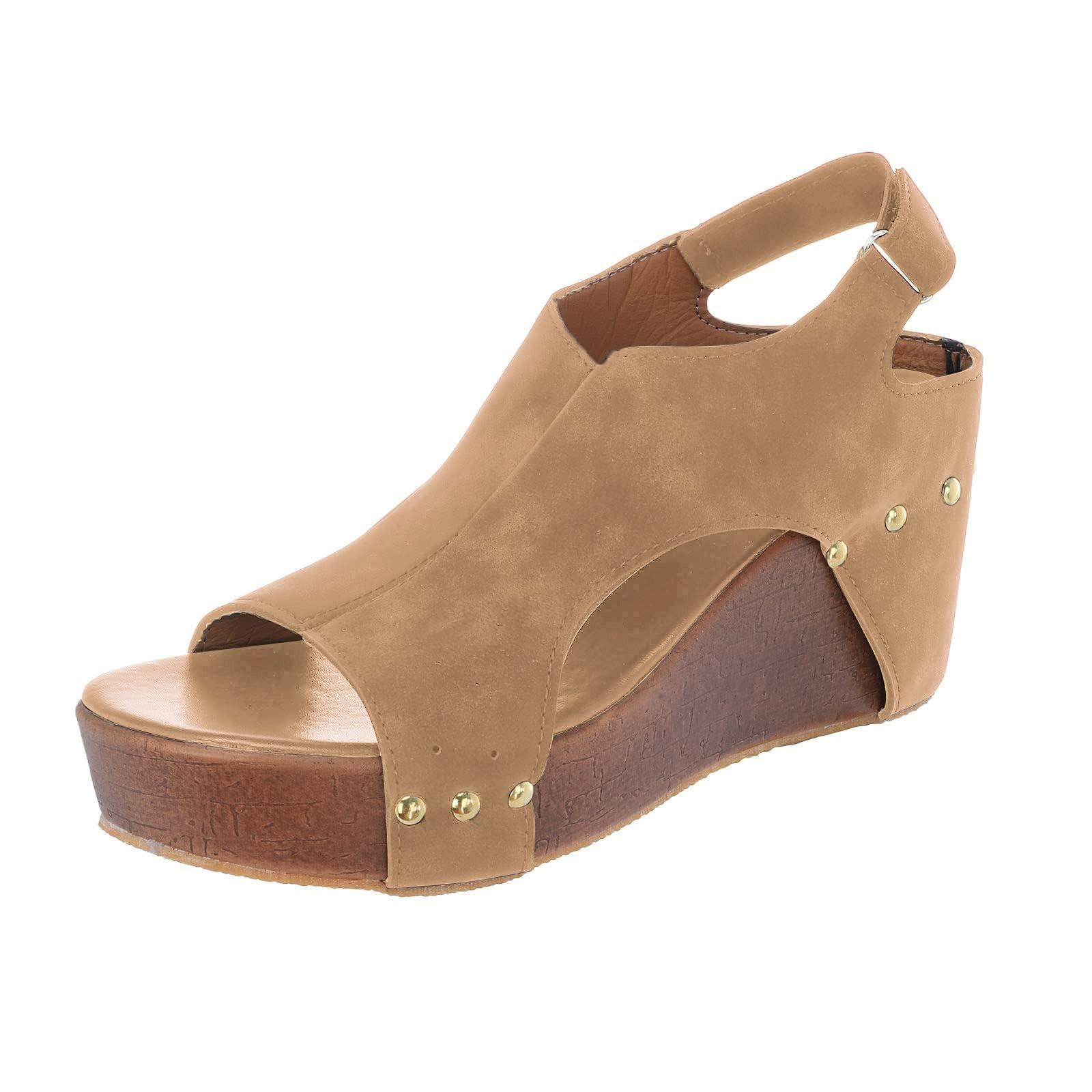 ZBYY ZBYY Womens Wedge Platform Sandals Peep Toe Buckle Ankle Strap Summer Wedding Casual Comfort Breathable Wedges Sandals