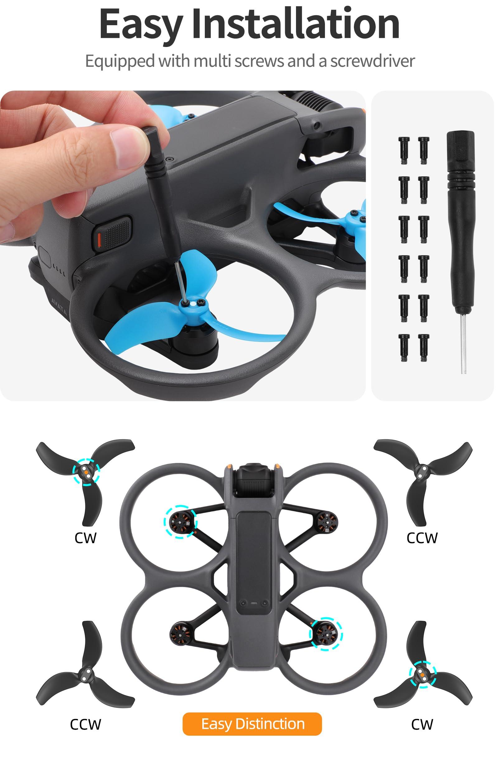 FSIDIWT FSIDIWT Avata 2 Propellers, 4Pcs Avata 2 Propellers Replacement, Low Noise Replacement Spare Blades Props for DJI Avata 2 Drone Accessories (Black)