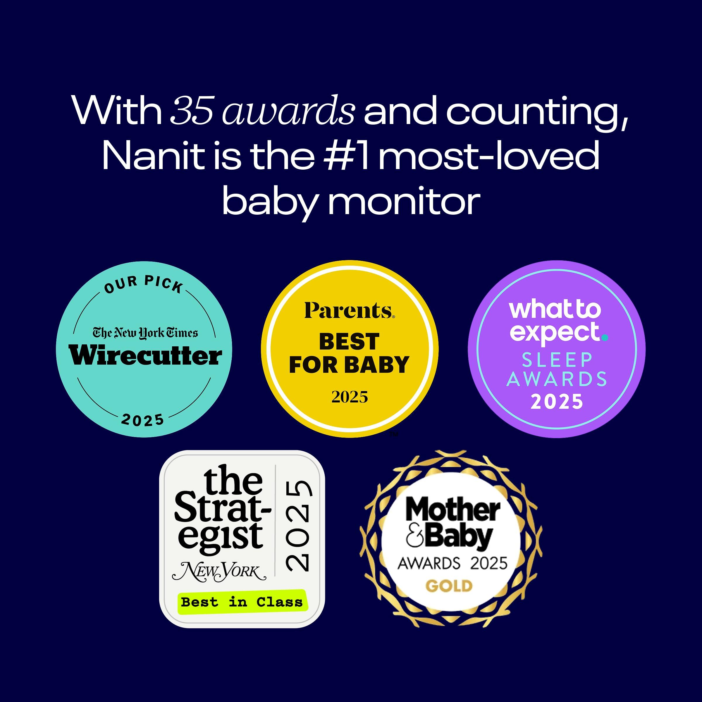 Nanit Nanit Pro Smart Baby Monitor & Floor Stand with Breathing Band, New Version - 1080p Wi-Fi Video & Sound Camera, Sleep Coach & Breathing Motion Tracker, 2-Way Audio, iOS and Android Compatible - White