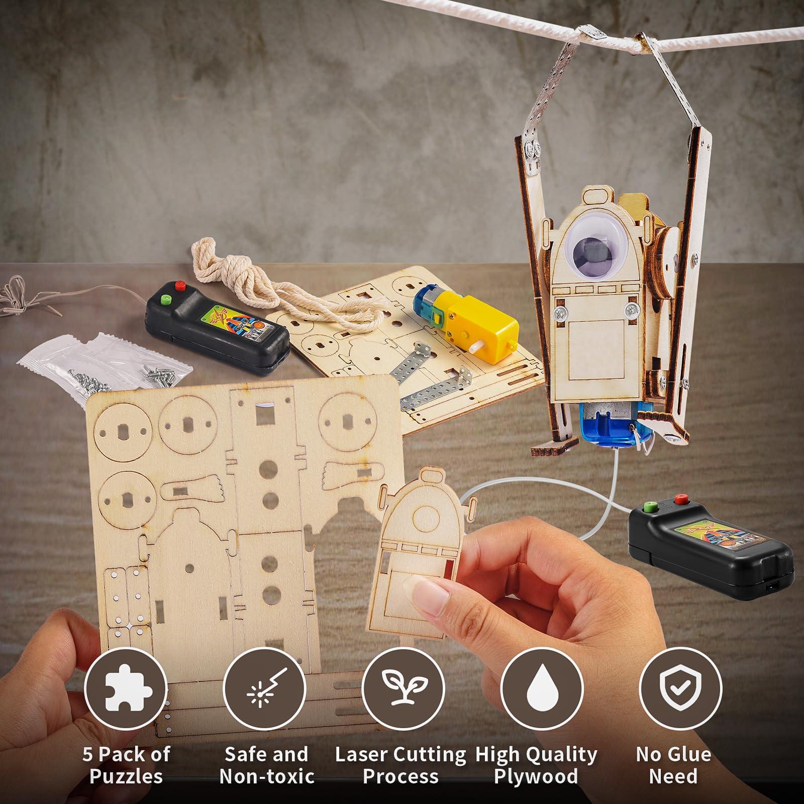 Yutin STEM Robots Kits for Kids Ages 5-7 8-10, Wood Building Art Crafts Kits for Boys 6-8 8-12, 3D Wooden Puzzles Robotics Models, Science Woodworking Projects STEM Toys Gifts for Boy 6 7 8 10 12 Year OId