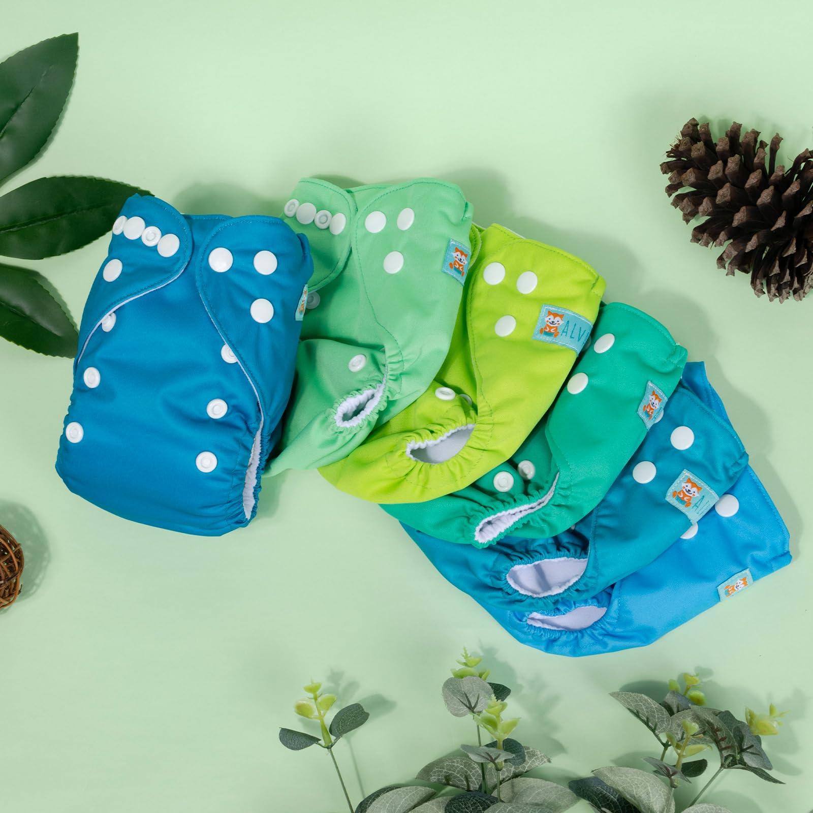 ALVABABY ALVABABY Newborn Cloth Diapers,Reusable Cloth Diaper for Preemie,6pcs Diaper Covers with 12 Newborn Diaper Inserts, Less Than 12pounds Baby