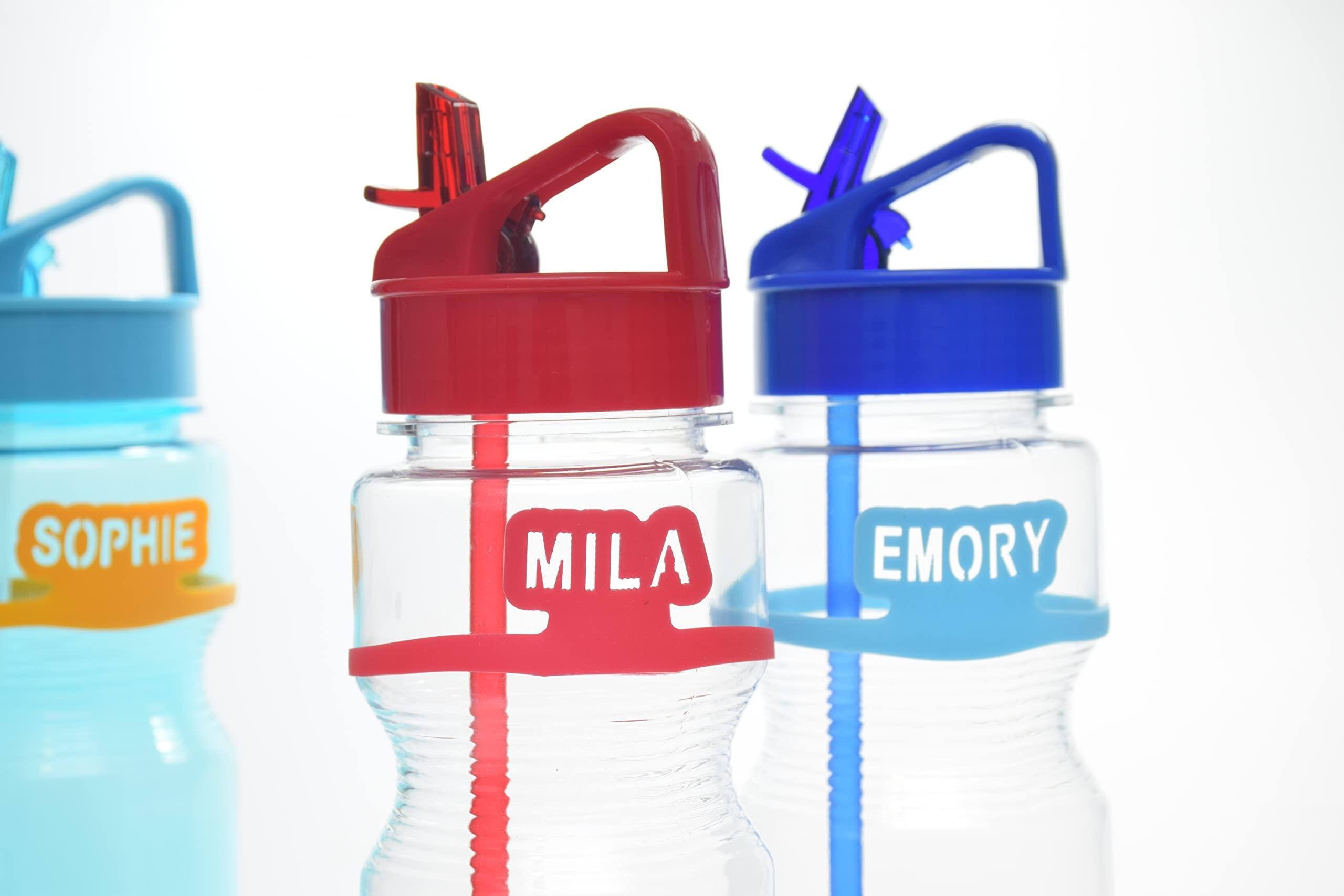 Name-Me ARG Custom Bottle Labels. Personalized Silicone Bands for Water Bottles. Pack of 2 Labels. Can be Different Names and Colors