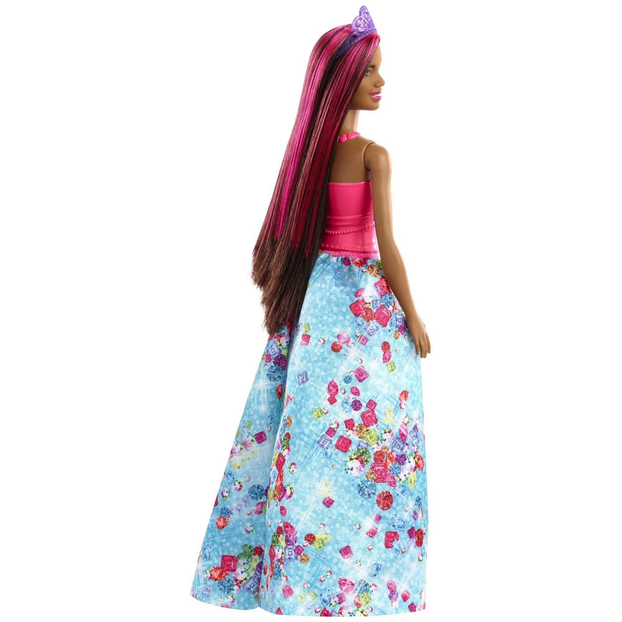 Barbie Barbie Dreamtopia Royal Fashion Doll & Accessory, Brunette with Pink Hairstreak Wearing Removable Blue Skirt & Headband
