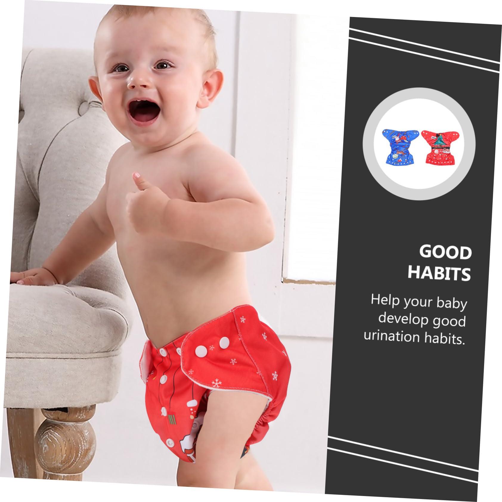 Healifty 2pcs Baby Diapers Lining Brushed Cloth Button Christmas Newborn