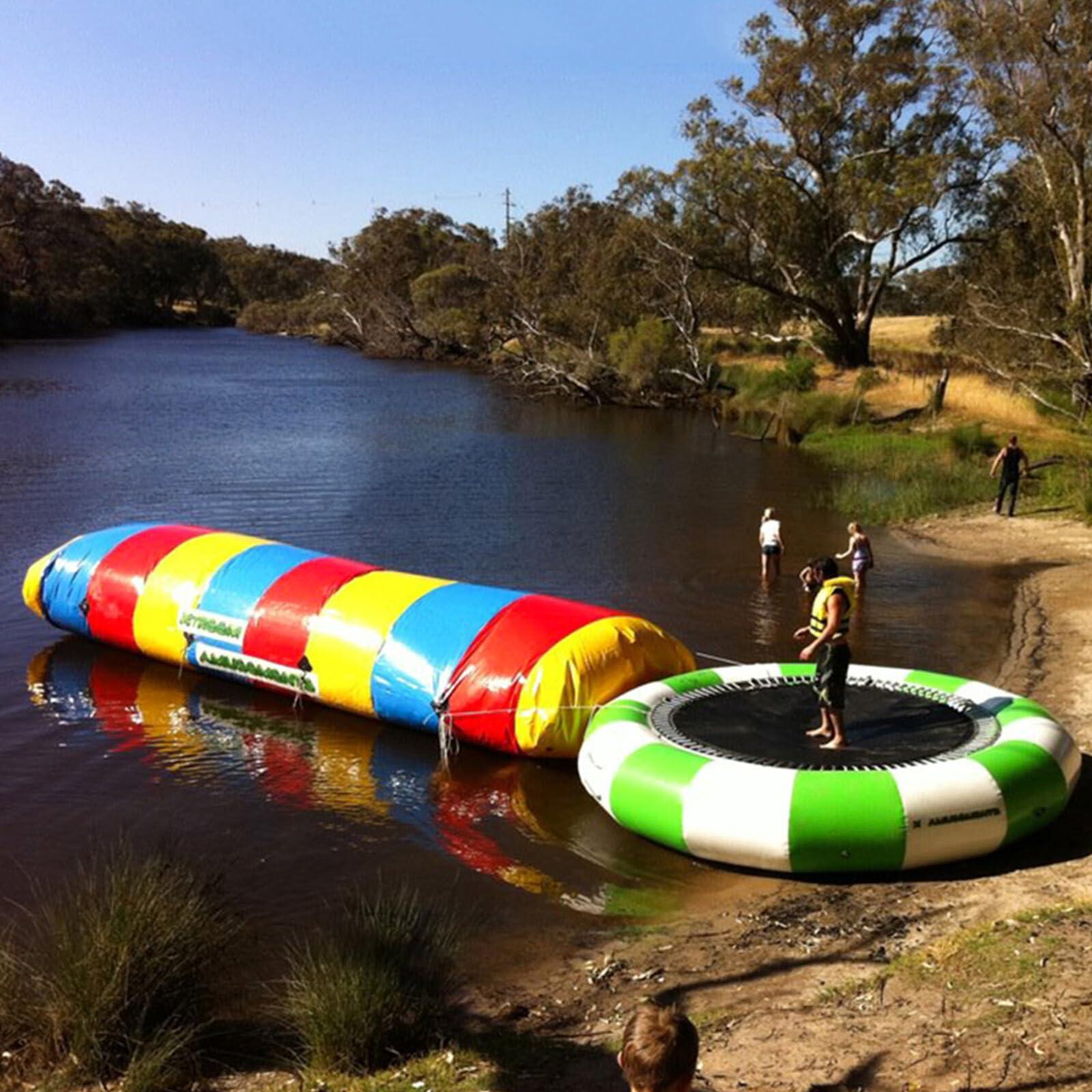 ZALIX Inflatable Water Catapult - Water Inflatable Catapult Bag Jumping Pillow with Air Pump,Water Catapult Bag, Inflatable Water Drop Jumping Bag,Suitable for Adults and Children