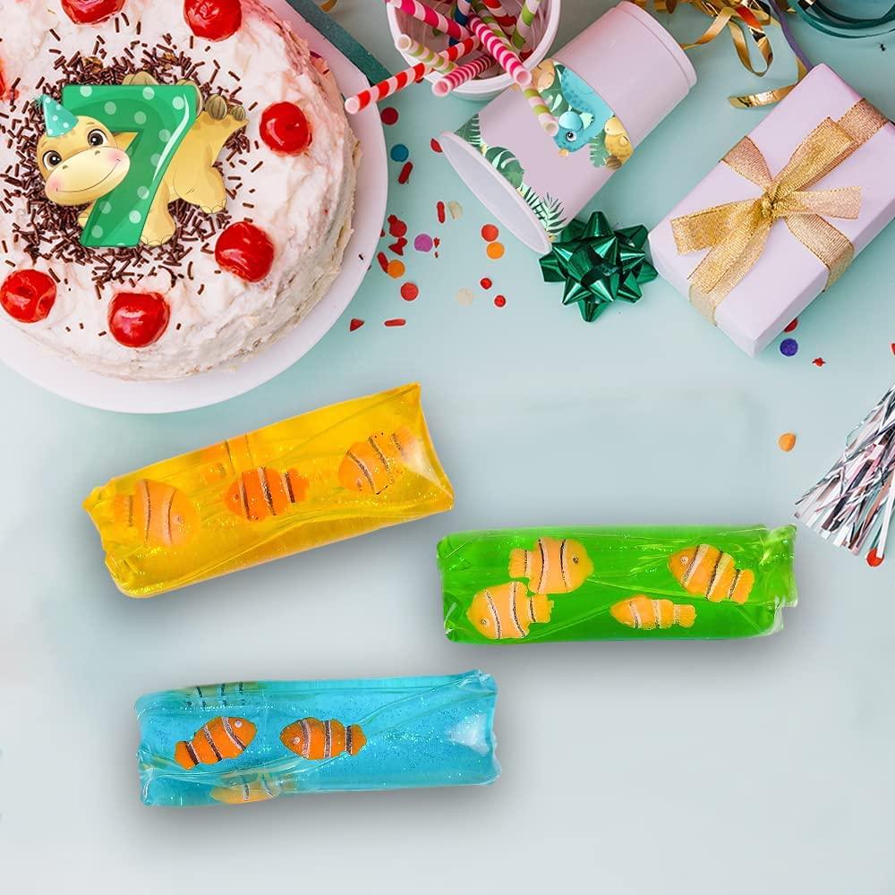ArtCreativity ArtCreativity Clownfish Water Wigglers, Set of 3, Fidget Toys for Kids with Clown Fish Figurines and Glitter Inside, Stress Relief Toys for Boys and Girls, Unique Party Favors for Children