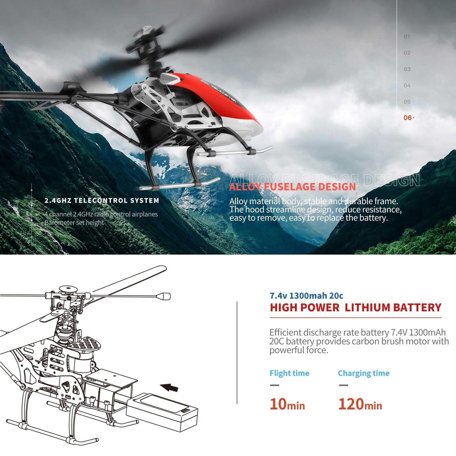 QIYHBVR QIYHBVR Remote Control Helicopters, 4CH RC Helicopter with Altitude Hold for Adults Kids Beginners, 2.4GHz Aircraft Indoor Flying Toy with Gryo, One Key Take Off/Landing