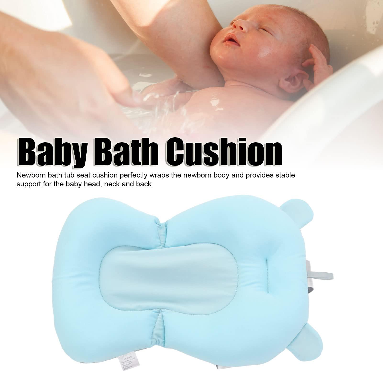 Pomya Baby Bath Seat, Baby Bath Tub Cushion for Bathtub Sink for Infant Newborn, Floating Foldable Adjustable Infant Bath Supporter, Easy to Clean (Blue Bear)