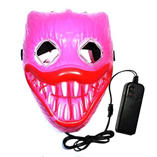 RUANI Halloween Bobby Glow Mask Cold Light Mask Glow Mask Horror Mask Pink+Wite
