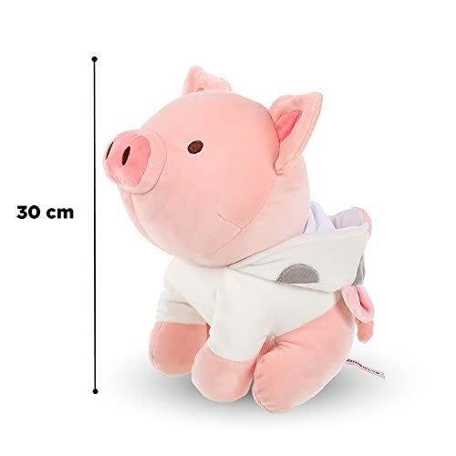 MINISO 12 Sitting Piglet Stuffed Animals Kawaii Plush Pig Cute Soft Plushies Body Pillow Piglet Plush Throw Pillow Doll Plush Toys Gift for Valentine s Day Christmas Cow Hoodie