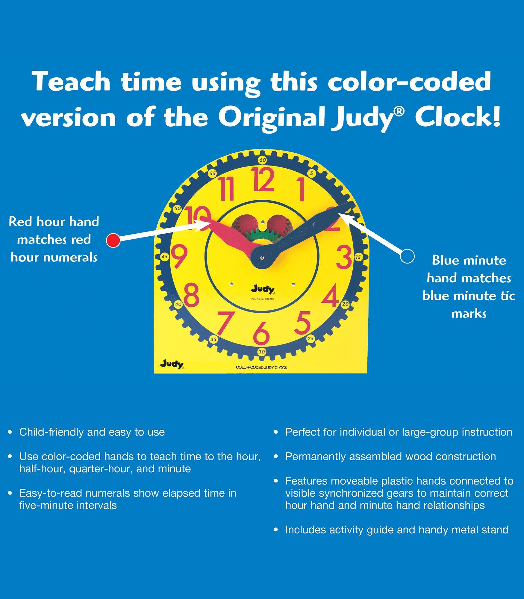 Judy Instructo Carson Dellosa 13\" x 12\" Judy Clock, Time-Telling Teaching Clock for Kids, Classroom Clock for Teaching Time, Analog Clock, Teaching Clock for Classroom or Home School, Kindergarten to 3rd Grade