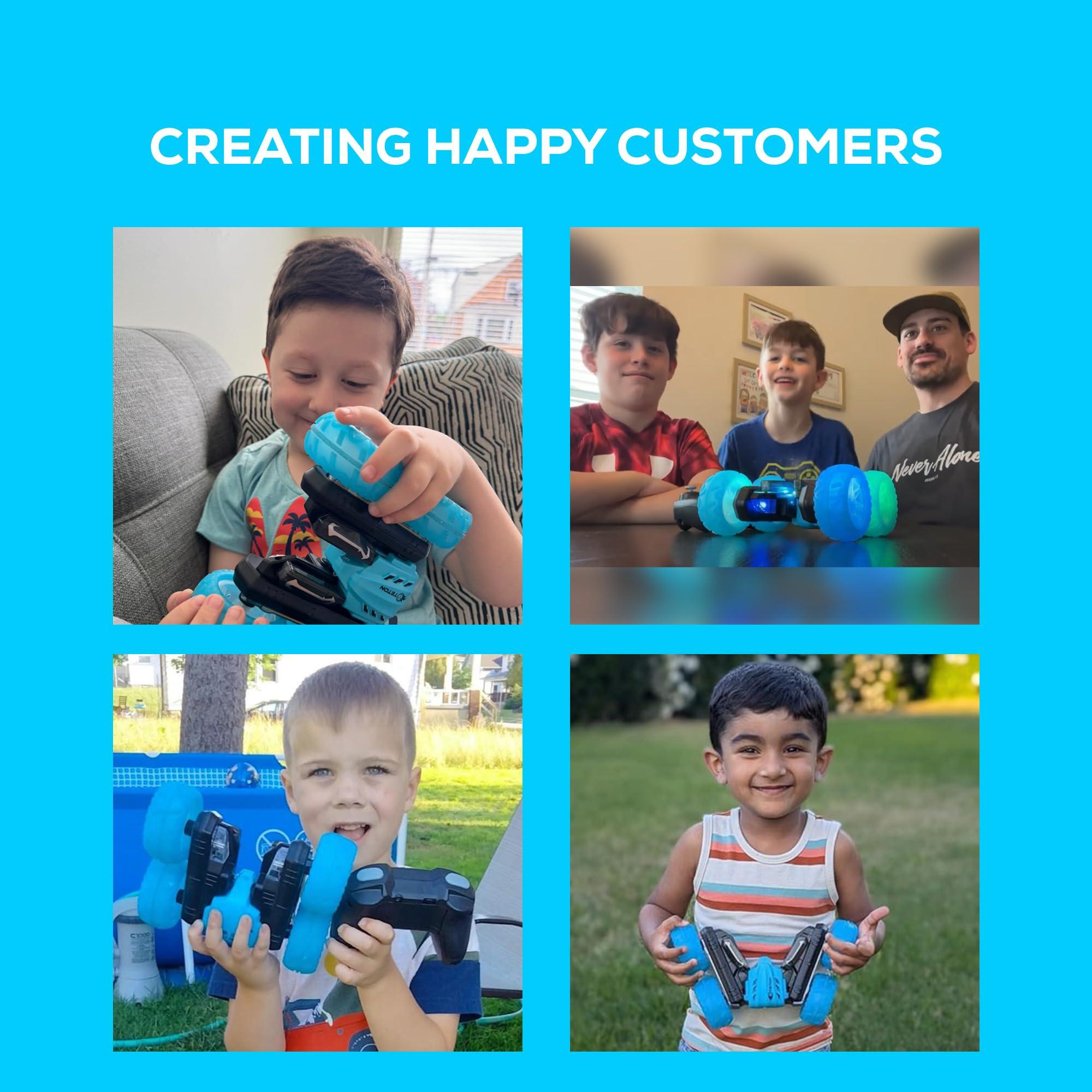 TETON ELECTRONICS RC Stunt Car Double Sided roll,360Rotating Teton Remote Control Car-LED Headlights and Colourful Light Wheels,All Terrain,Rechargeable Toy Cars for 6-12 Year Boys Girls Christmas Birthday Gift