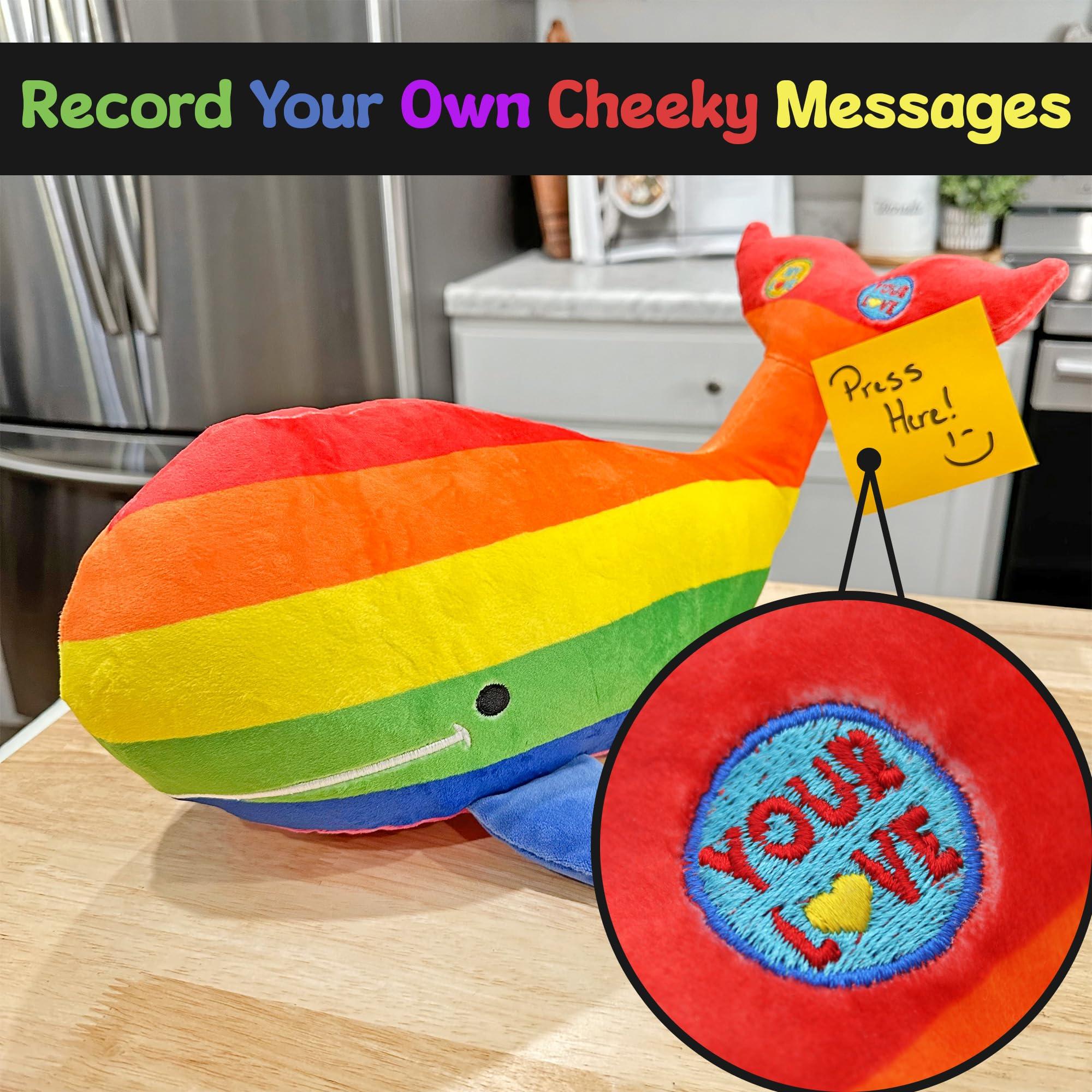 Attatoy Attatoy Bubbles The Homosexuwhale Talking Plush; Stuffed Whale Interactive Gay Pride Toy