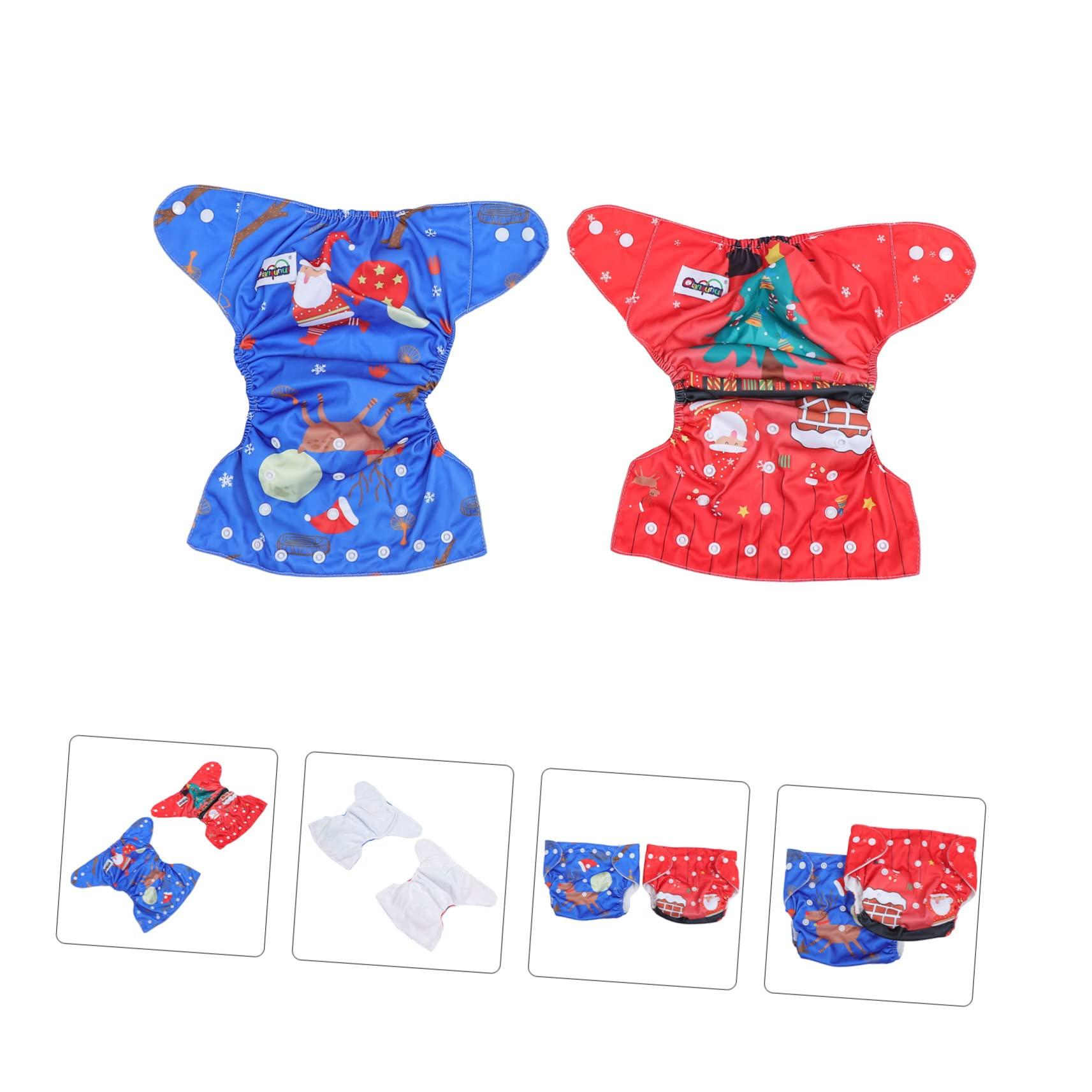 Healifty 2pcs Baby Diapers Lining Brushed Cloth Button Christmas Newborn