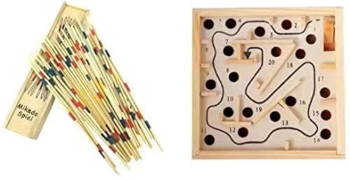 ton hao ton hao Fun Game Stick + Wooden Maze Parent-Child Game Pick Stick Color Wooden Children Pick Pick Stick Wooden Scatter Stick Toddler Puzzle Scatter Stick (Bowling)