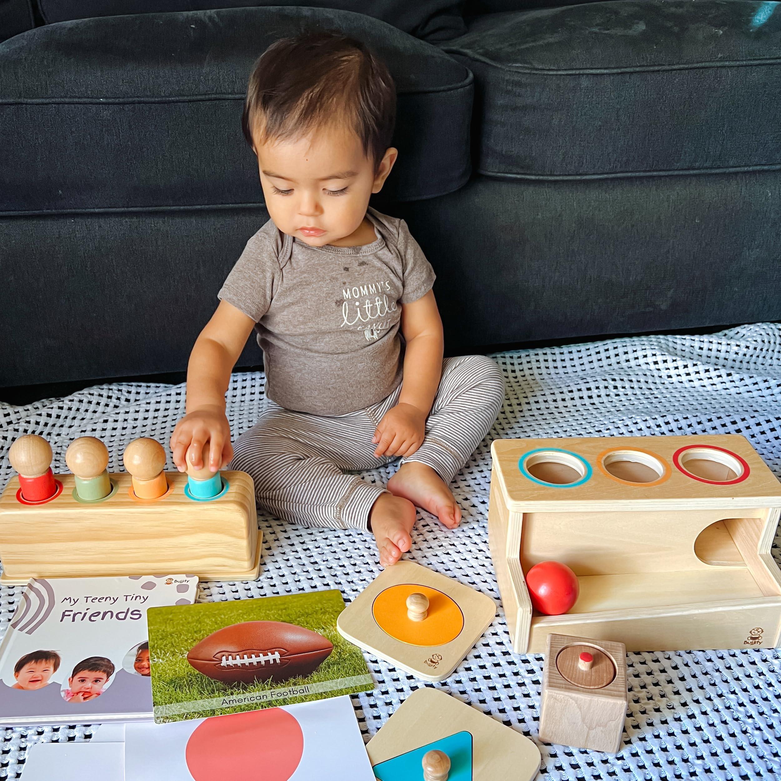 Bujjify Bujjify Montessori Toy Set 11-12 Months Baby Toys- 1 Year Birthday Gift, Push Ball, Shape Puzzle, Popup Toy, Pincer Grasp, Diversity Board Book, Picture Cards, Brain Development Toddler Toy