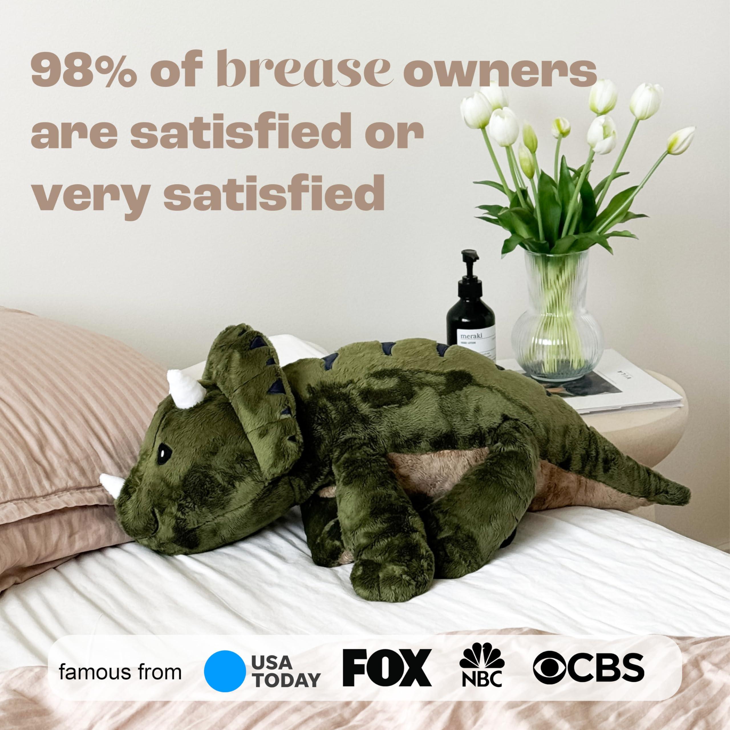 Brease Brease 5 lb Unscented Weighted Green Dinosaur Stuffed Animal - Large, Cute Plush Toy Dino for Gentle Embrace and Peaceful Times, Huggable Companion for Kids & Adults, Ideal Heavy Plushie for All Ages