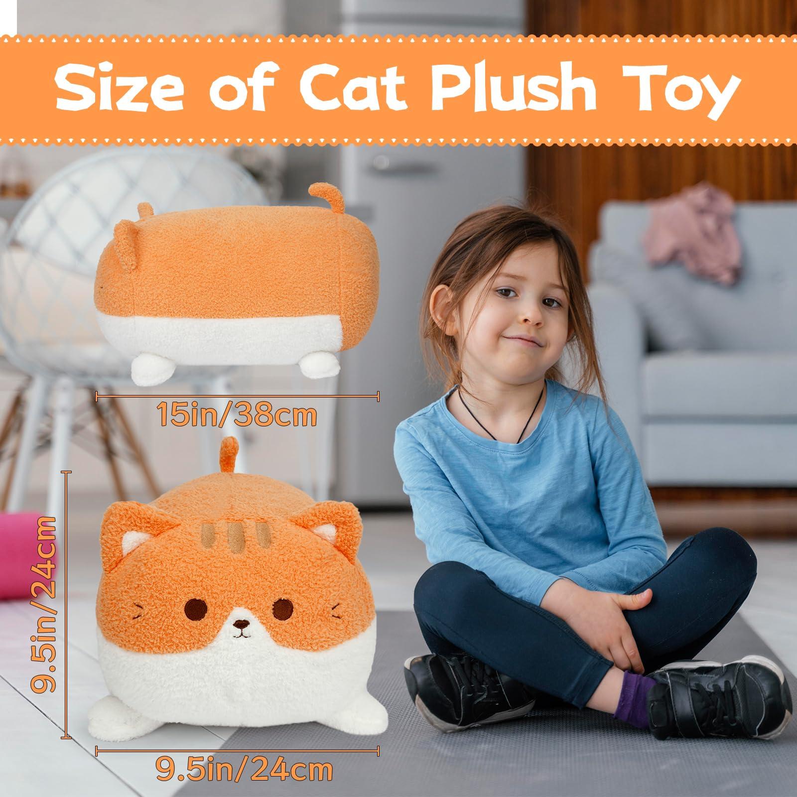 LSYDCARM LSYDCARM Orange Cat Stuffed Animal Plush Pillow, 15Inch Cute Cat Plushie Soft Cat Pillow Plush Toy Stuffed Animals Cat, Kawaii Stuffed Kitten Soft Cat Hugging Pillow Gift for Kids Boys Girls Birthday