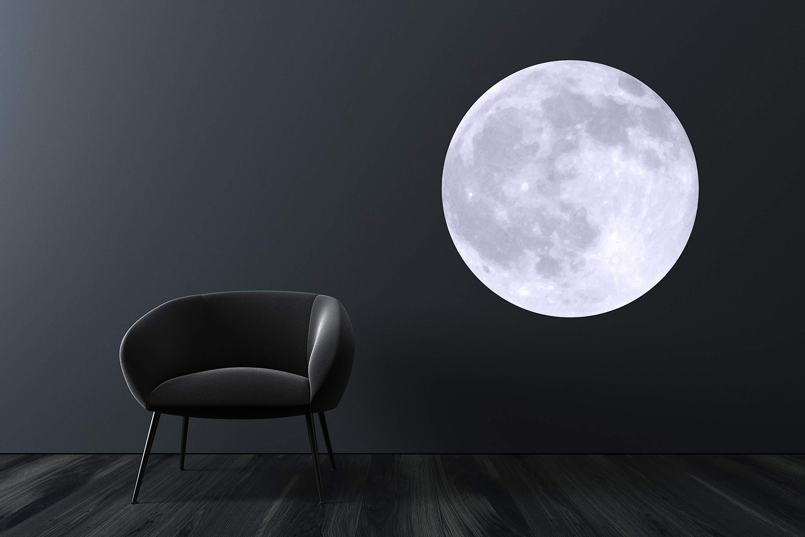Decalzone Inc Moon Wall Decal Room Decor - Bedroom Wall Stickers - Moon Removable Wallpaper - Moon Wall Mural Vinyl Art Dcor Sticker (48" x 48")