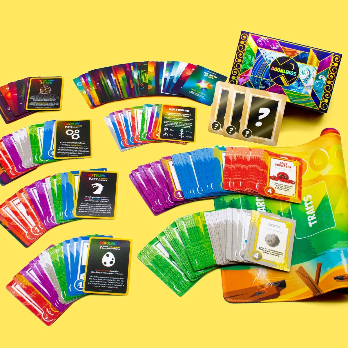 Doomlings Doomlings Card Game Deluxe Bundle, Overlush Expansion & Playmats Carrying Bag - Ultimate Family Card Game Set