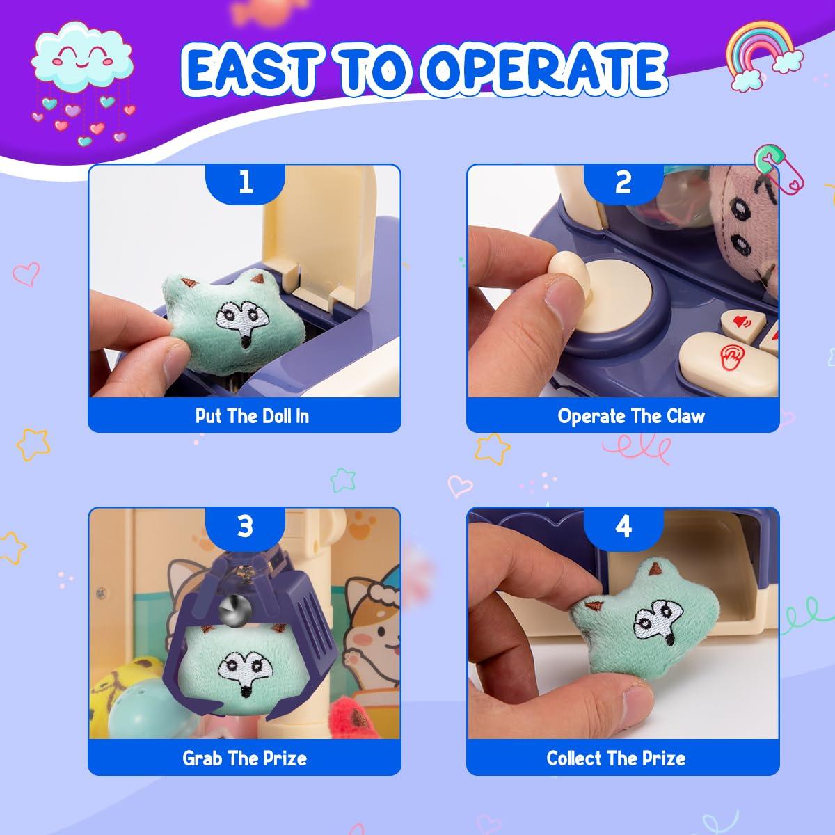 LOYO LOYO Claw Machine for Kids, Mini Vending Machine with 30Pcs Toys, Candy Dispenser Arcade Game for Kids 6 7 8 9 10 Birthday Gifts (Blue)