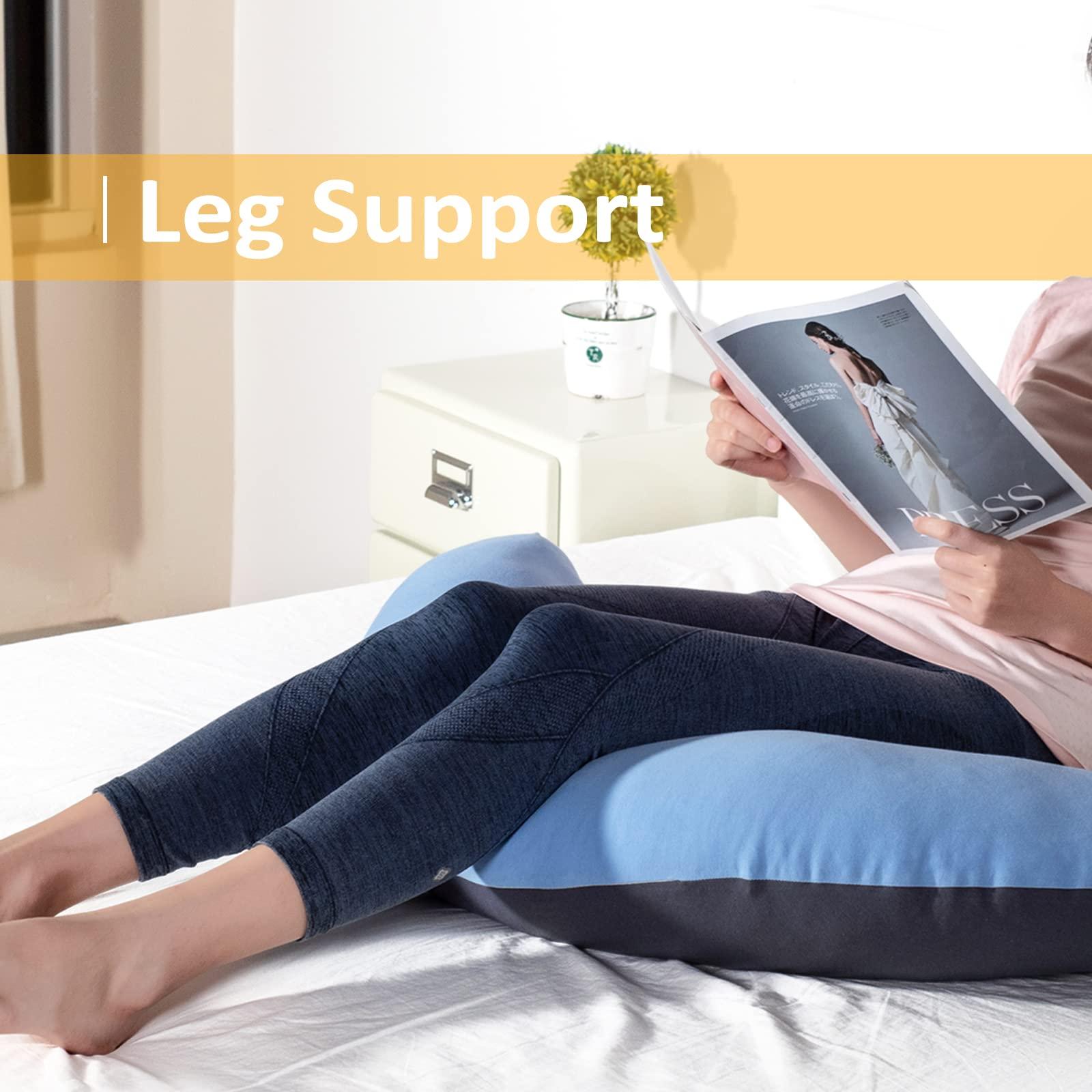 BYRIVER BYRIVER 43" Long C Shaped Body Pillow for Adults Men Women, Side Sleeper Pillow for Neck Shoulder Back Pain Relief, Cooling Post Sugery Pillow Pregnancy Pillow, Blue Black Washable Pillowcase (XL)