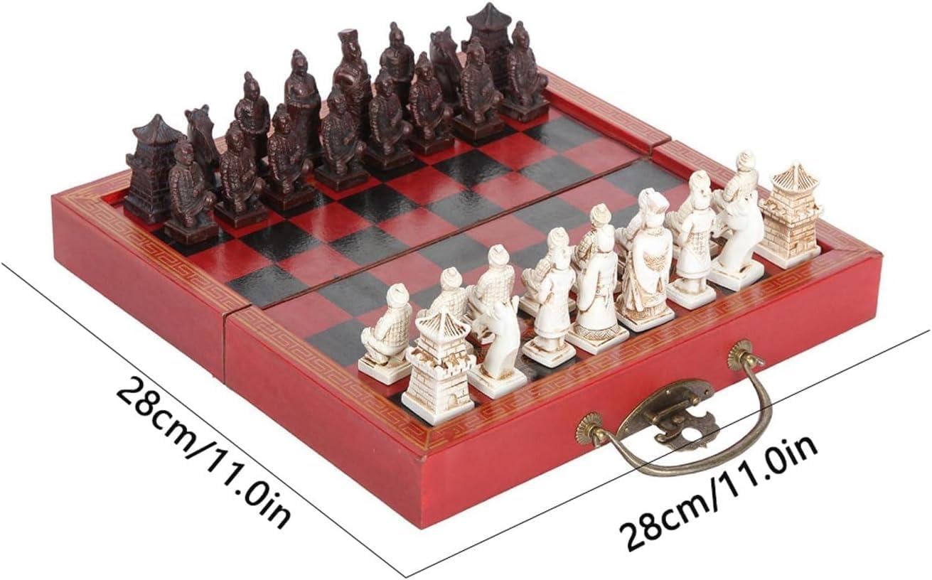 GeRRiT International Chess Large Chess Sets for Adults Folding Wooden Set Portable Travel Board Game with Wooden Chess and Storage Drawers Chess Gifts
