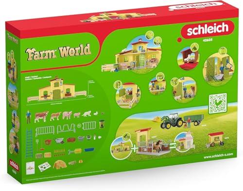Schleich Schleich Farm World Animal Farm Playset with Figurine and Accessories - 92pc Kids Animal Farm Playset with Cow, Horse, Pig, Bull, and Accessories for Boys and Girls, Gift for Kids Age 3+, Yellow
