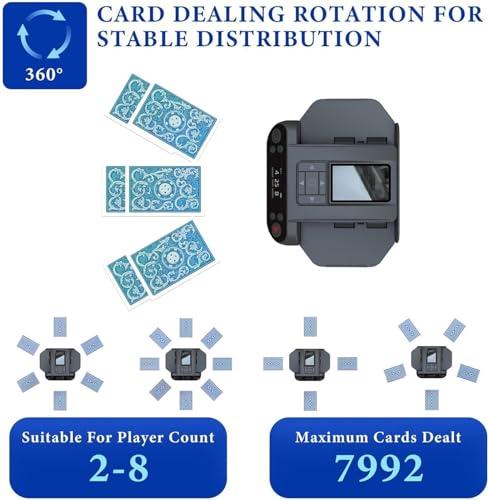 NIBHZ NIBHZ Automatic Card Shuffler Dealer Machine, 360 Rotating Card Dealer with 4 Wireless Dealer Buttons, Rechargeable Card Dealer Machine for UNO, Blackjack,Black