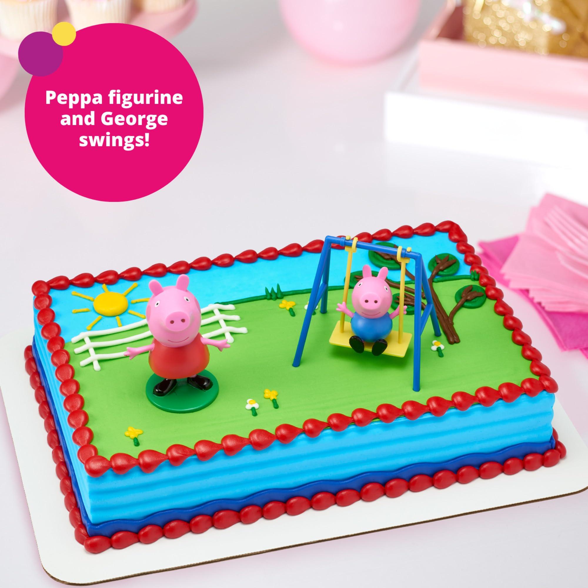 DecoPac Decopac Peppa Pig Swing Set DecoSet Cake Decoration Topper Pink, 3.2\" x 1.8\"